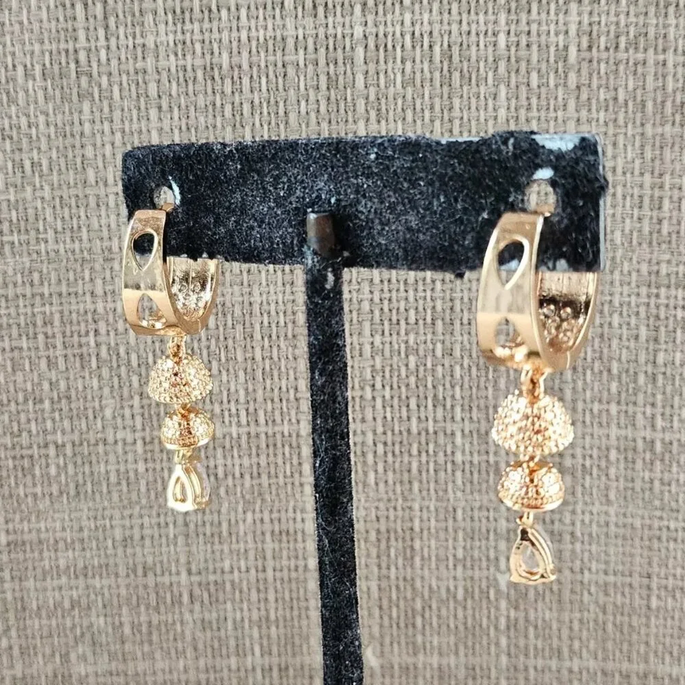 Earrings Fashion Ear Jewelry Drop Down Rose Gold Tone Jhumki style Earrings - Picture 4 of 10